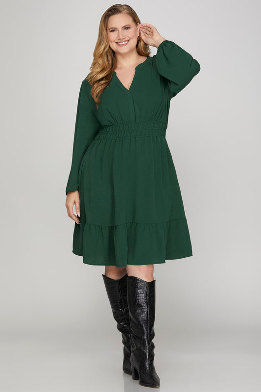 PRE-ORDER: Cruise Line Dress in Green - Plus