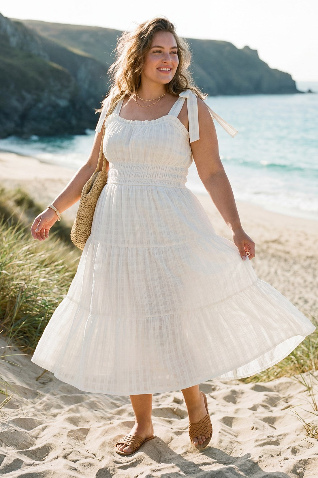 Works Like a Charm Dress Ivory- PLUS