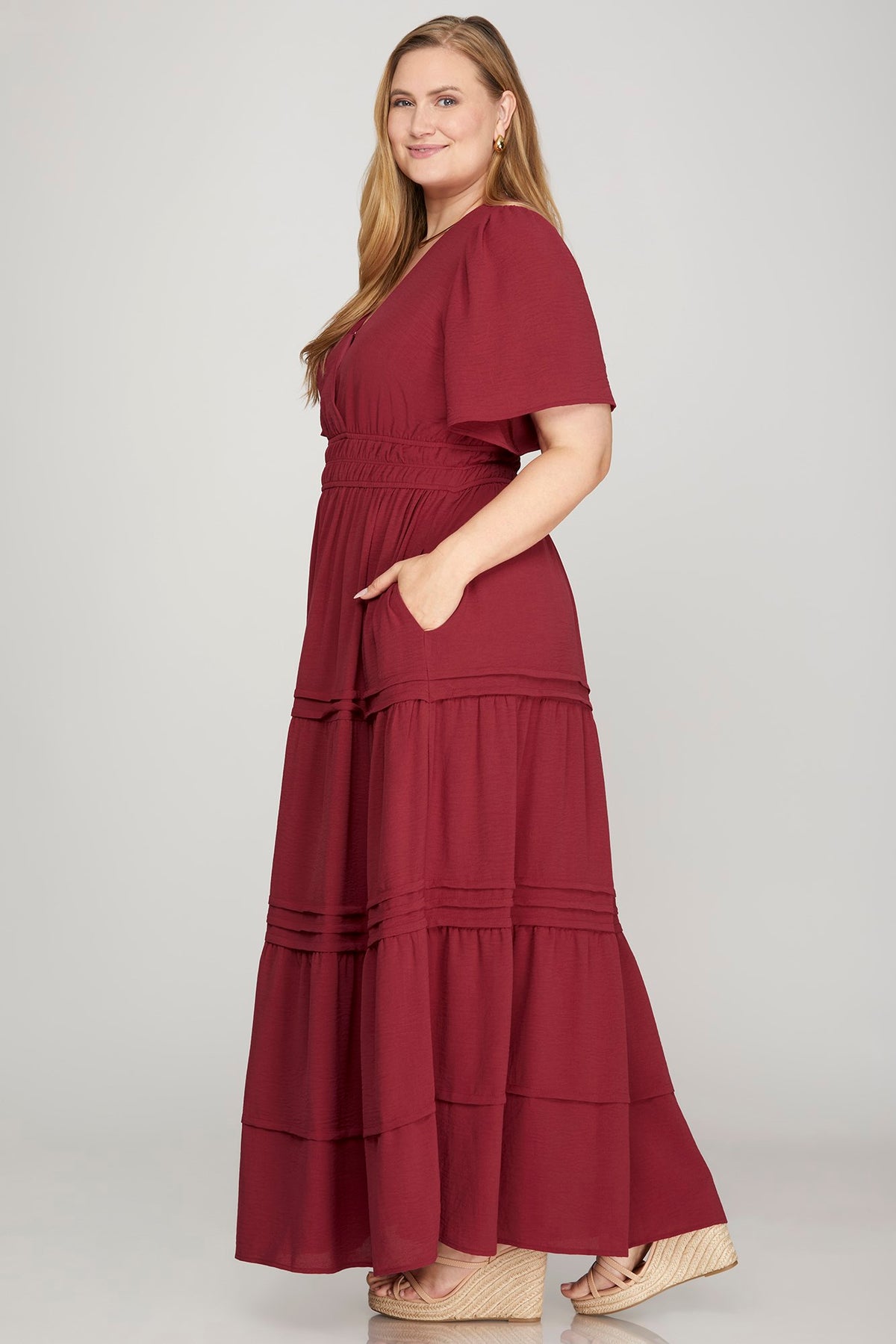 Fashionably Late Berry Dress- Plus