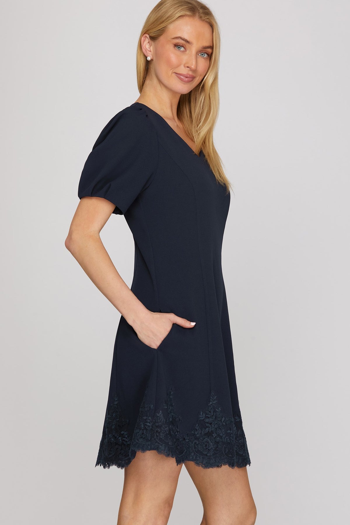 PRE-ORDER: Clutch My Pearls Dress Navy