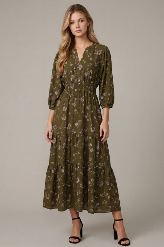 PRE-ORDER: Olive Floral Dress