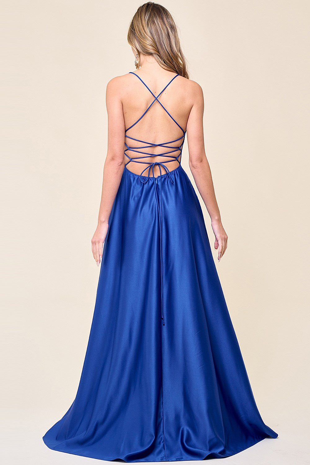 Camila Satin Dress in Cobalt Blue