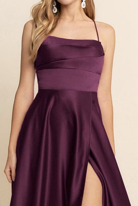 Camila Satin Dress Plum