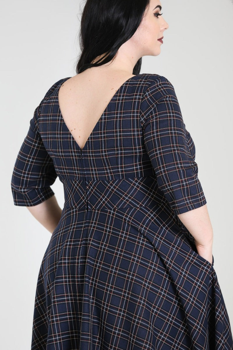 PRE-ORDER: British Accent Dress in Navy Tartan