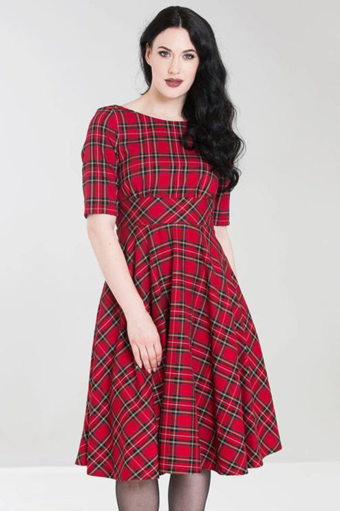 PRE-ORDER: British Accent Dress in Red Tartan