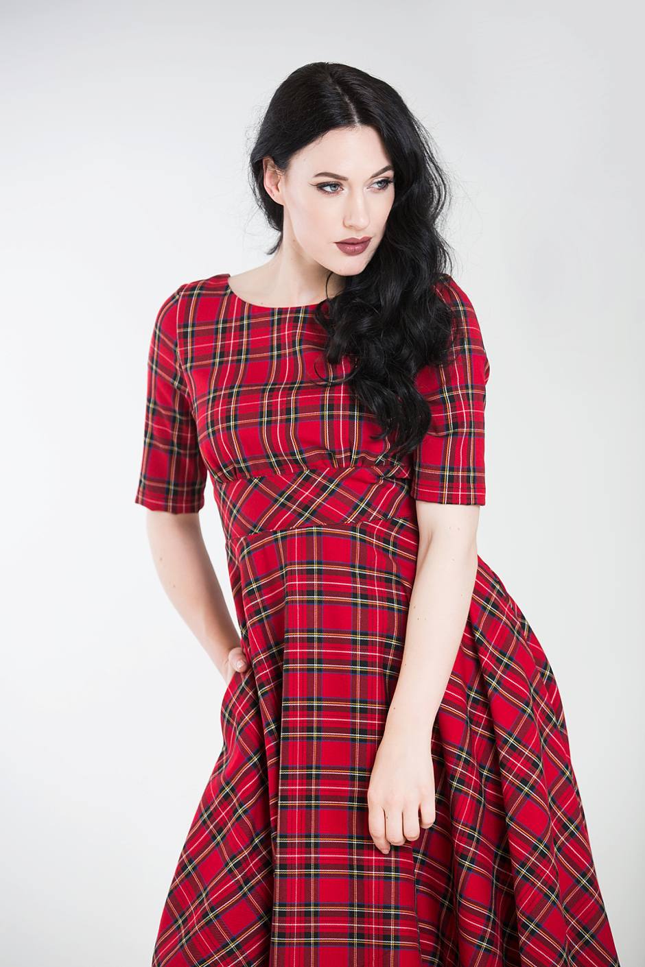 PRE-ORDER: British Accent Dress in Red Tartan