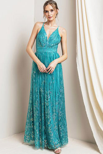 Venus Sparkly Dress in Turquoise