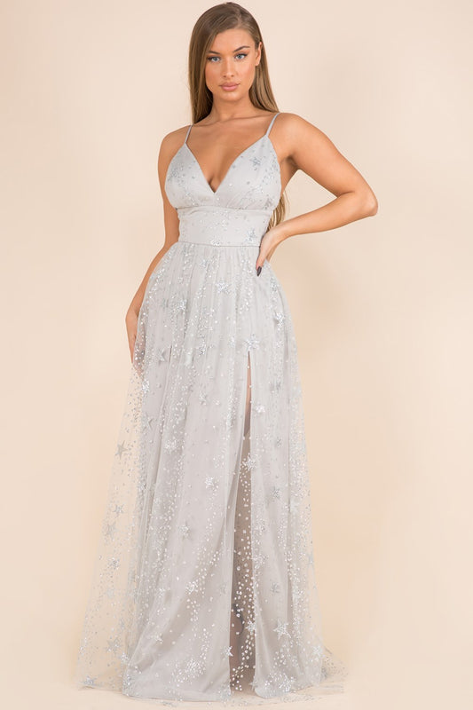 Stella Maxi Dress in Silvery Gray