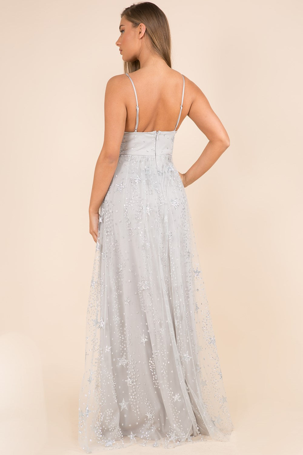 Stella Maxi Dress in Silvery Gray