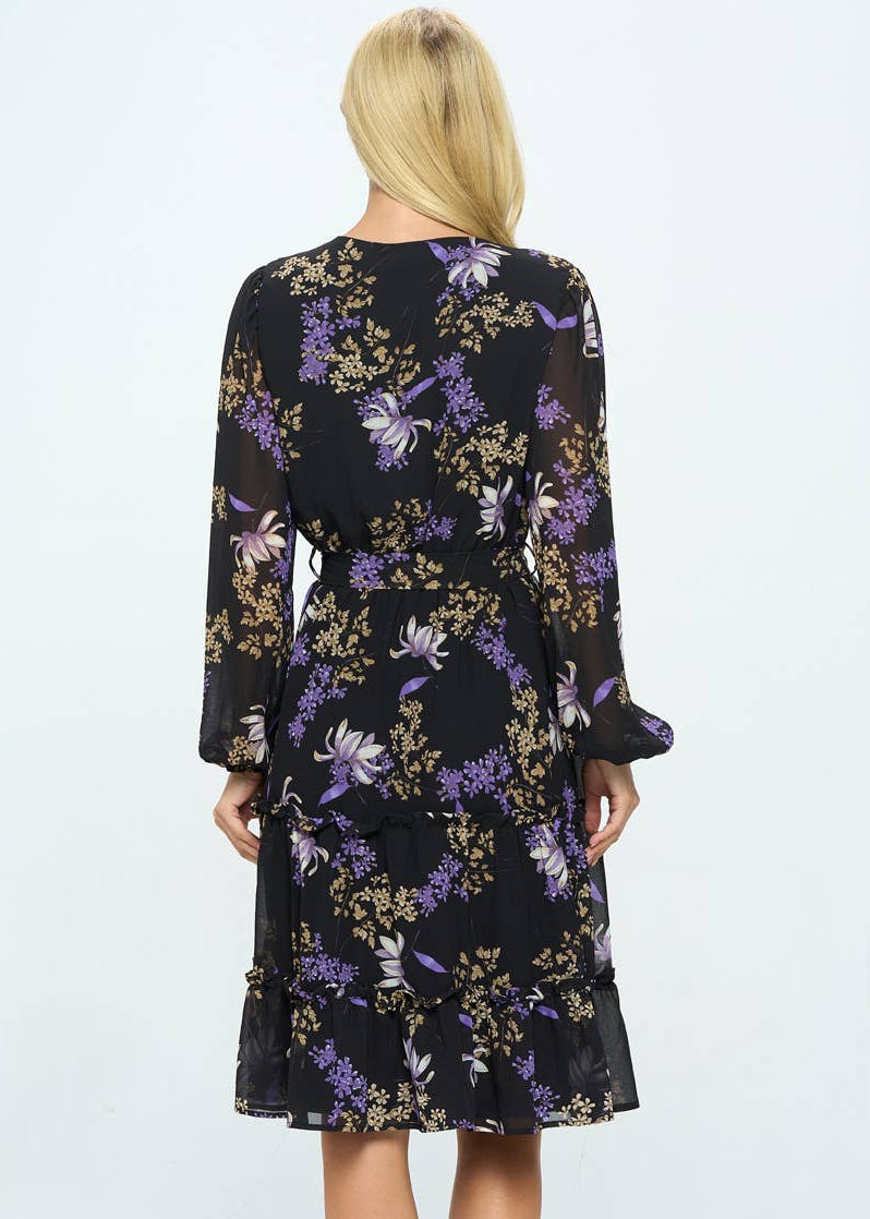 PRE-ORDER: Tea Date Dress Black/Purple