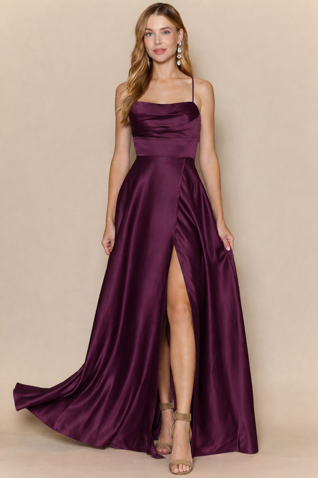 Camila Satin Dress Plum