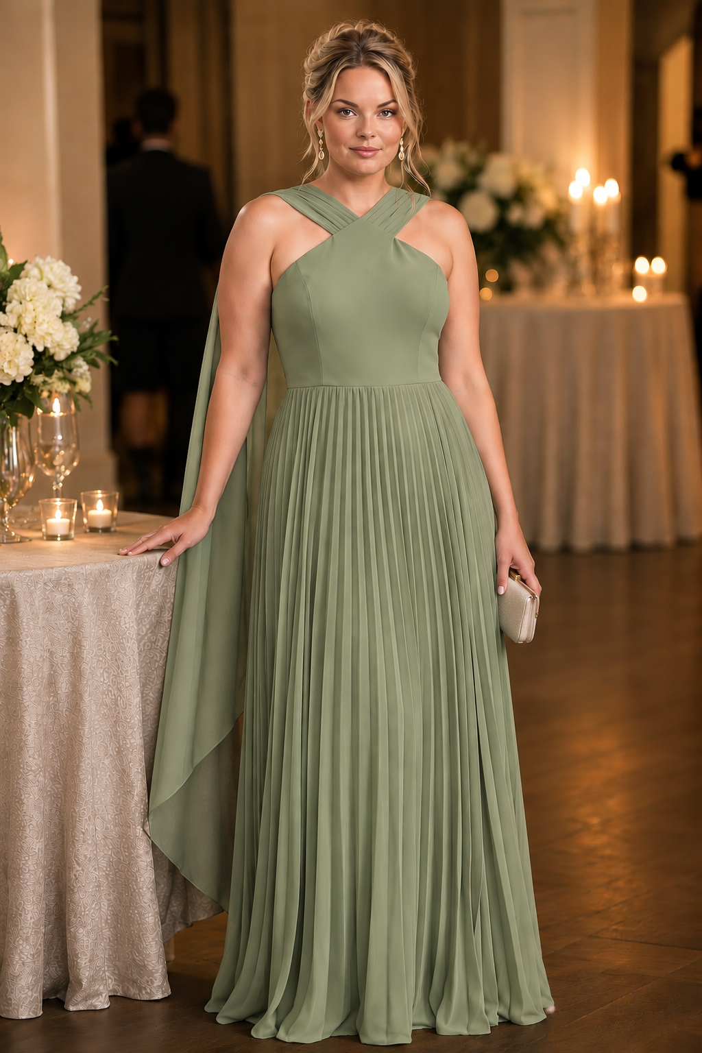 Renata Dress in Sage- Plus