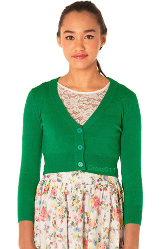 Sugar Drop Crop Cardi in Bright Green