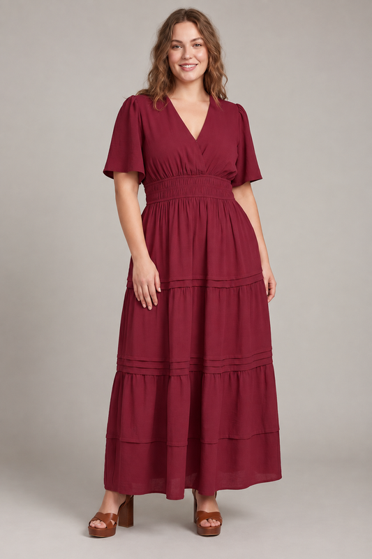 Fashionably Late Berry Dress- Plus