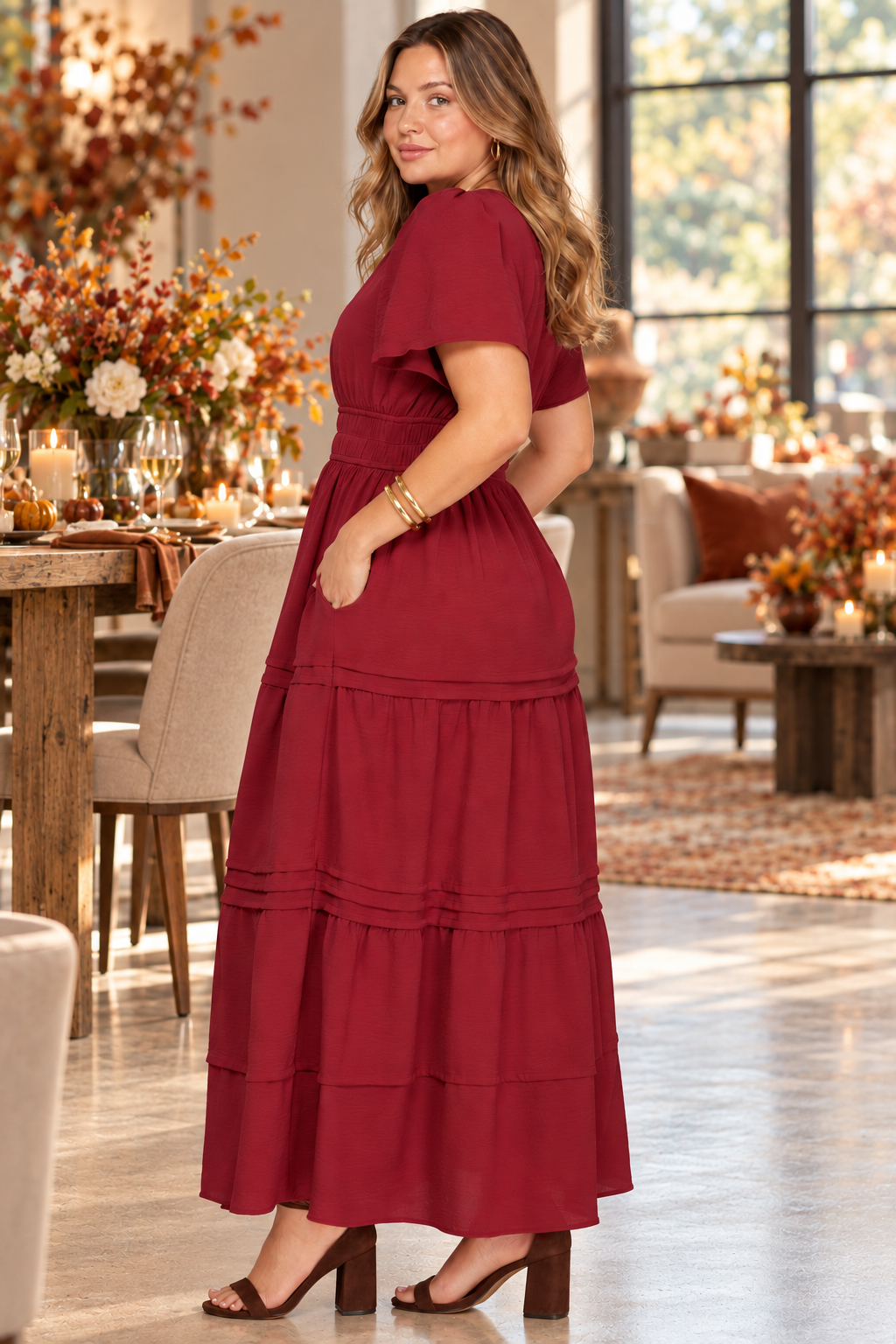 Fashionably Late Berry Dress- Plus