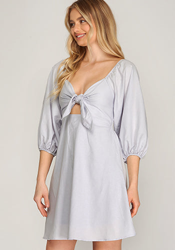 Double Whipped Dress in Light Gray