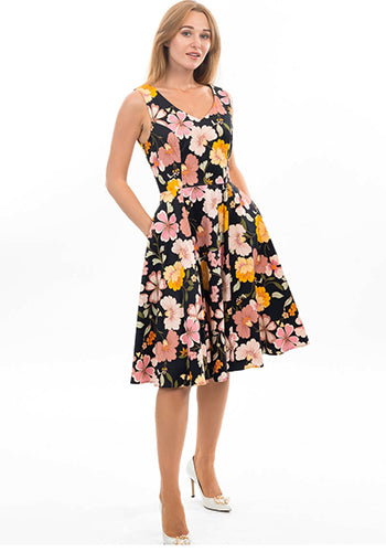 Walking on Sunshine Dress in Black Multi