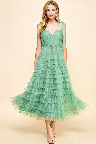 Grace Tiered Tulle Dress in Pistachio