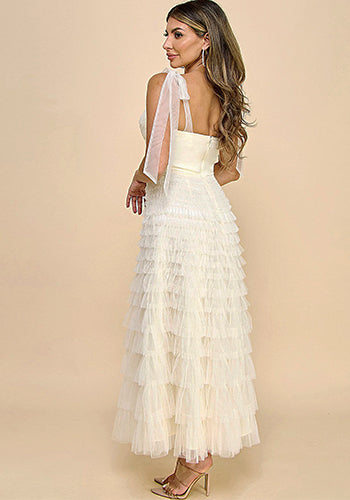 Grace Tiered Tulle Dress in Cream