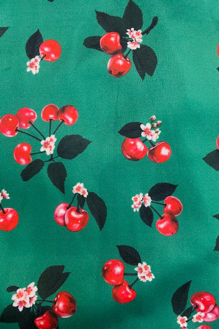 Scarlette Dress in Green Cherry