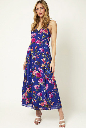 Blooming Season Wrap Dress in Violet Blue