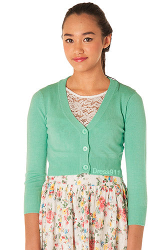 Sugar Drop Crop Cardi in Opal Green