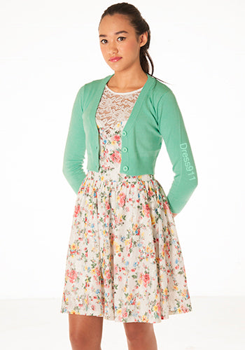 Sugar Drop Crop Cardi in Opal Green