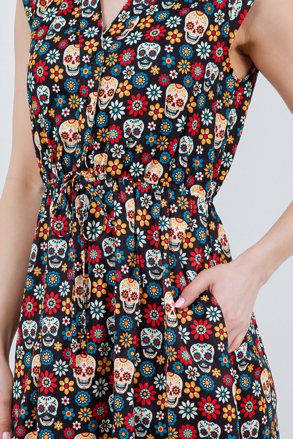 French Cafe Dress in Sugar Skull