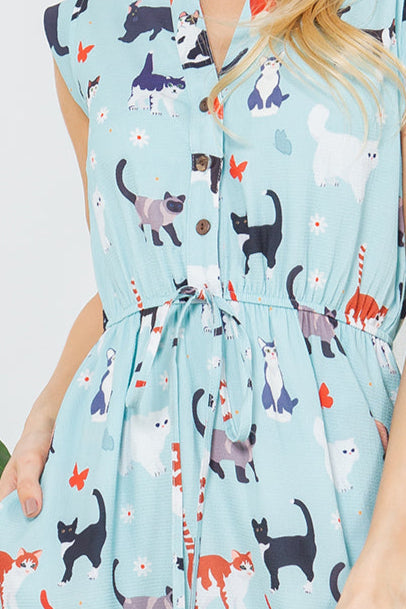 French Cafe Dress in Cats