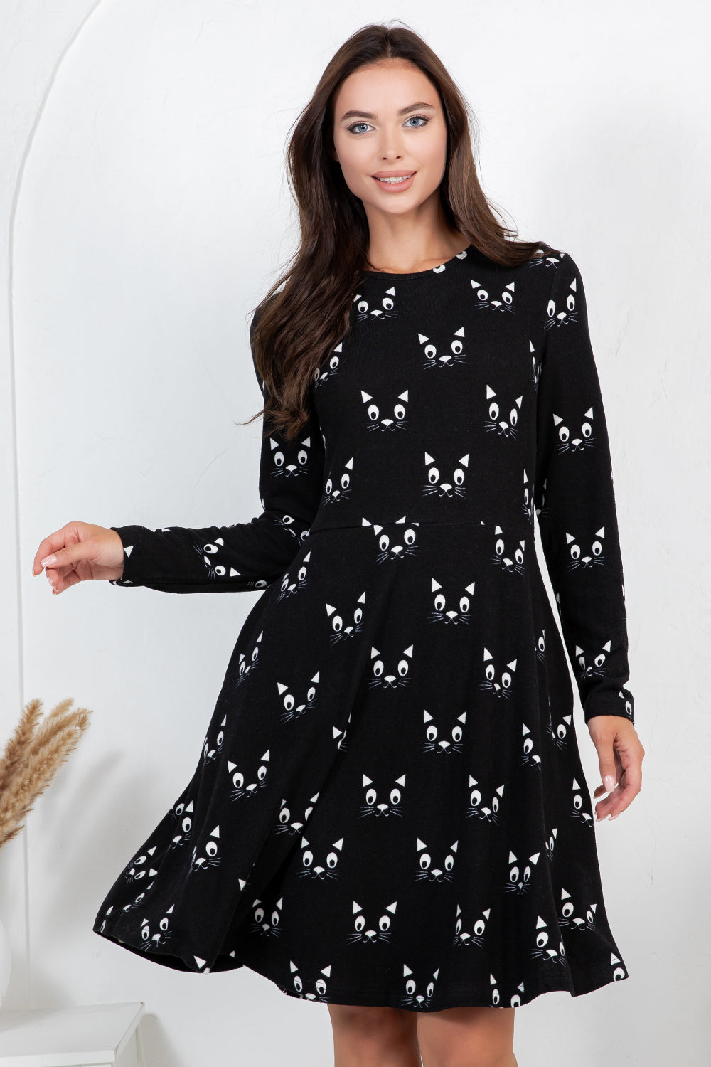 PRE-ORDER: Black Cats Sweater Dress