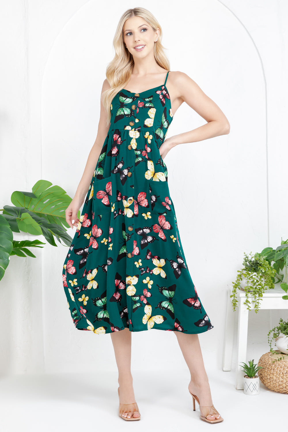 Out Of Town Dress Butterfly Green