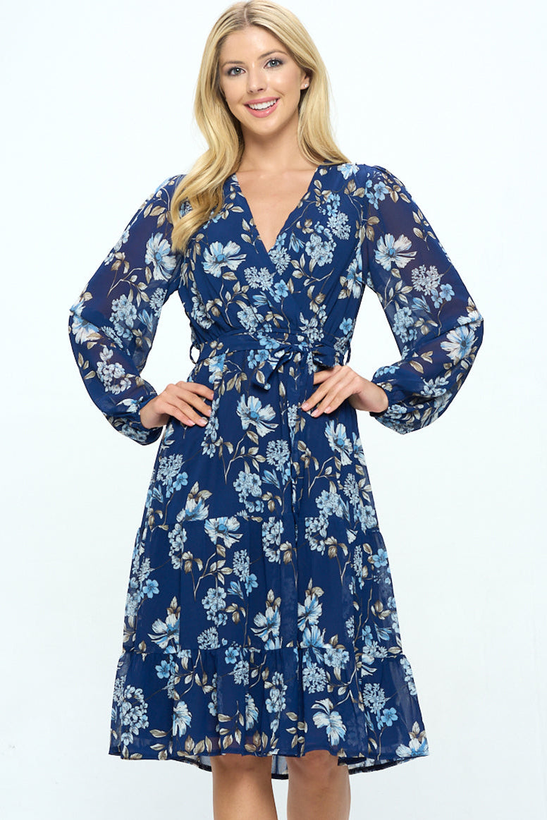 PRE-ORDER: Tea Date Dress in Navy Wild Flowers