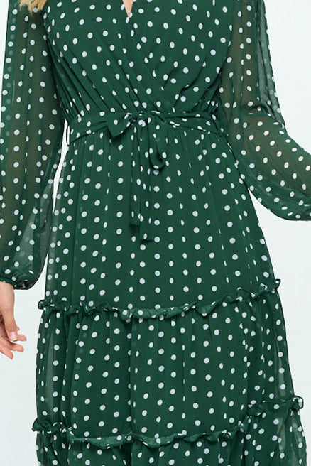PRE-ORDER: Tea Date Dress in Green Dots