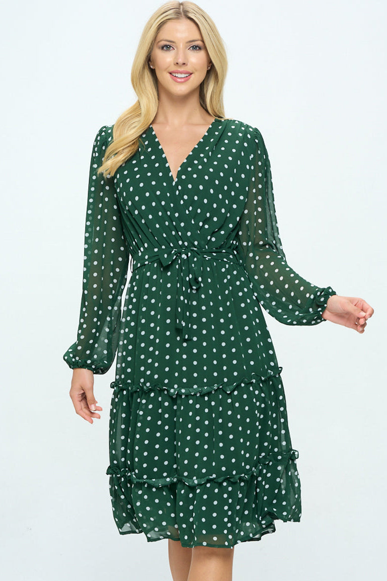 PRE-ORDER: Tea Date Dress in Green Dots
