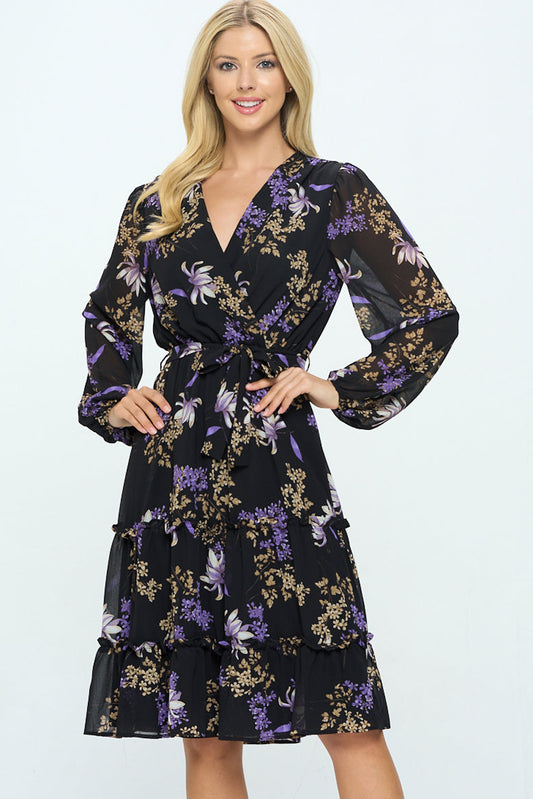 PRE-ORDER: Tea Date Dress in Black Floral