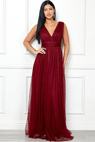 Melody Soft Tulle Dress in Burgundy