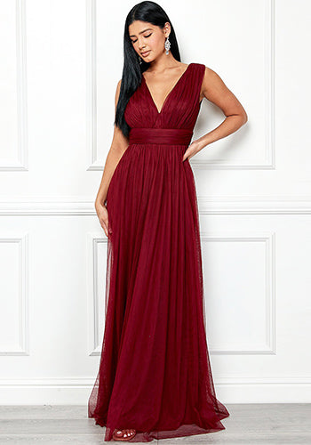 Melody Soft Tulle Dress in Burgundy