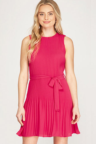 Pleats Perfect Dress in Raspberry