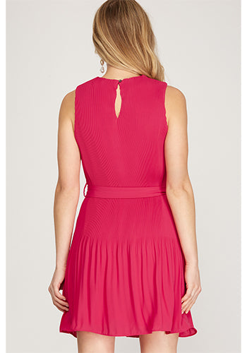 Pleats Perfect Dress in Raspberry