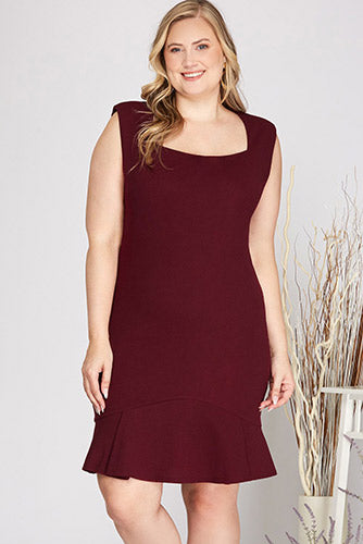 Feeling Cute Cocktail Dress in Wine - PLUS