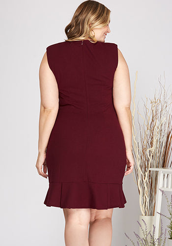 Feeling Cute Cocktail Dress in Wine - PLUS