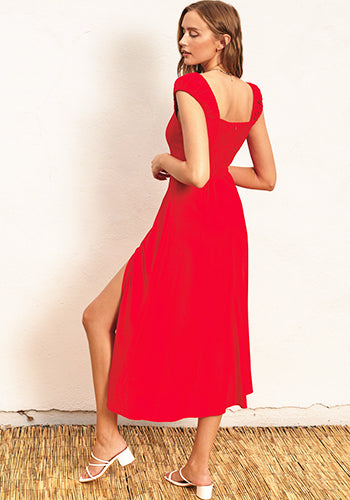 Sunset Gazer Midi Dress in Red