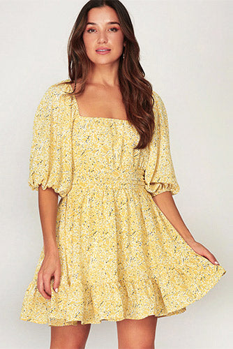 Romantic Era Dress in Lemon