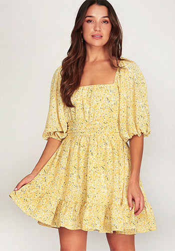 Romantic Era Dress in Lemon