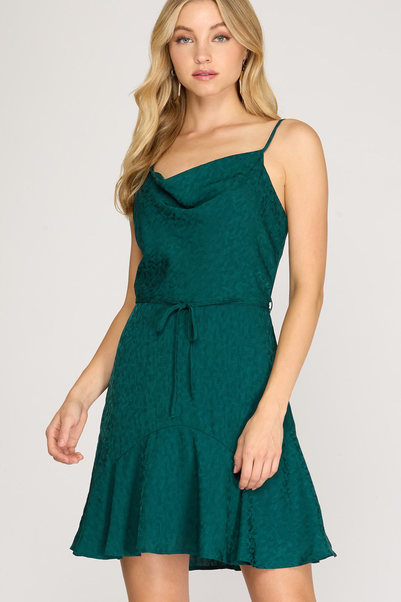 Cityscape Sateen Dress in Green