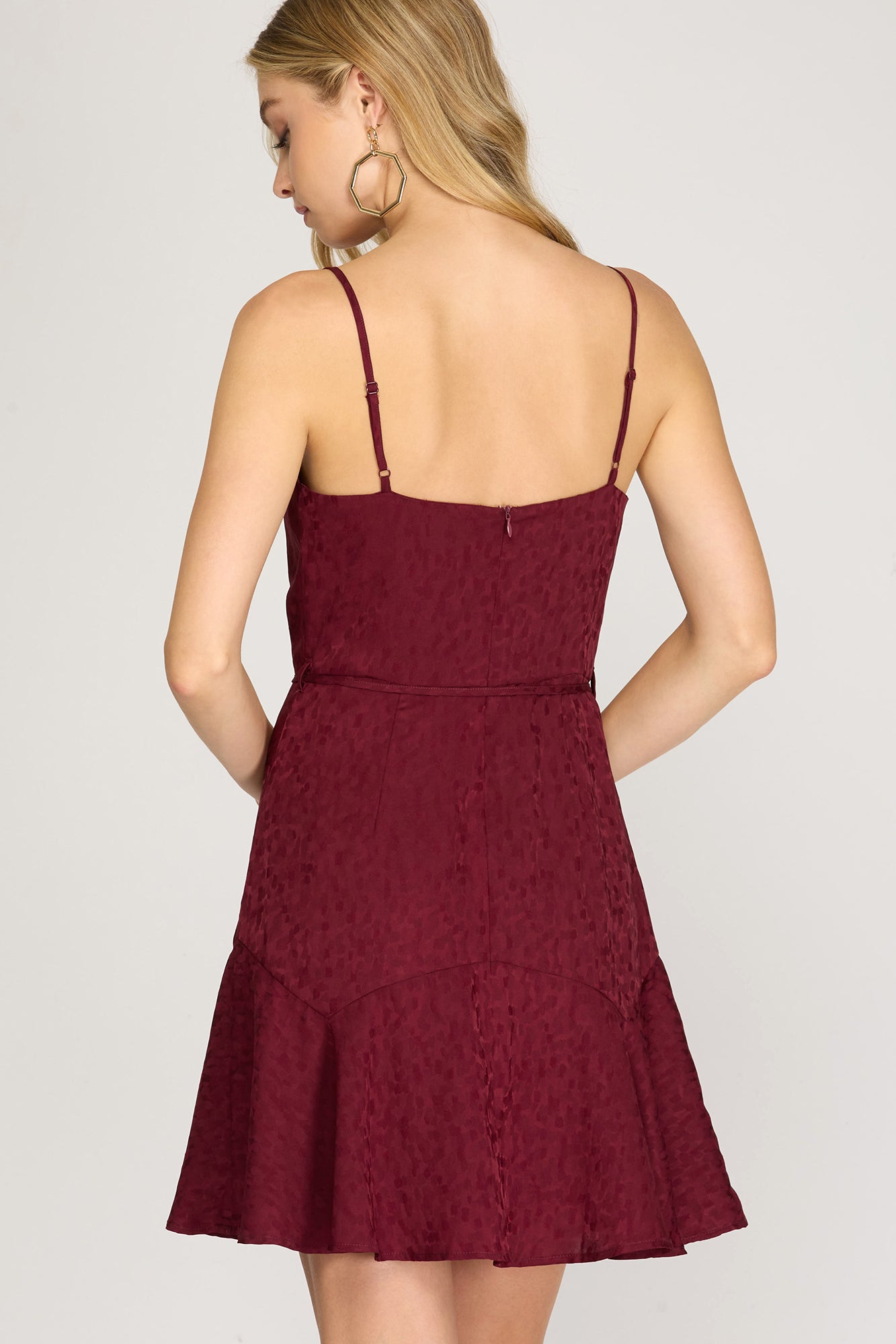 Cityscape Sateen Dress in Wine