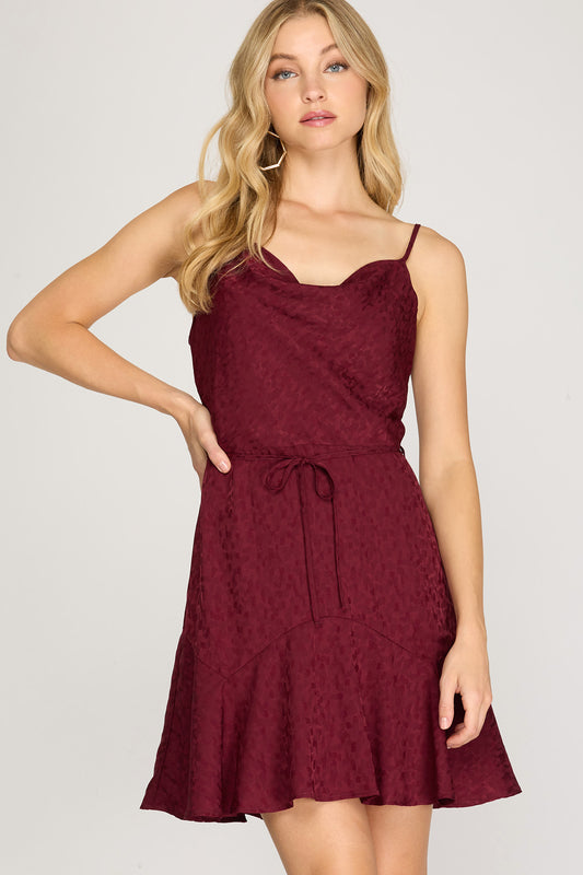 Cityscape Sateen Dress in Wine