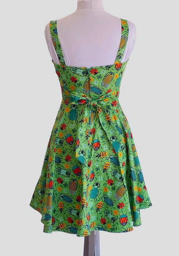 Summer Sweetheart Dress in Green Bugs