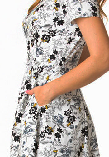 Happy Go Lucky Dress in White Bees