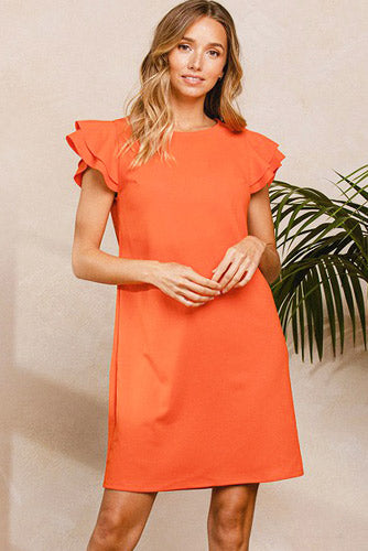 Short Notice Shift Dress in Orange